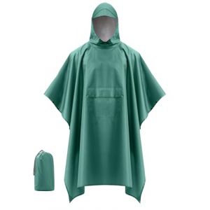 Coutyuyi Imperméable Poncho Pluie Unisexe, Poncho/Tapis de Camping/Ombre de Camping Multifonctions 3 en 1 Veste Coupe-Pluie Cape imperméable pour la randonnée,Camping(Vert Pois,L) (Coutyuyi outdoor, neuf)