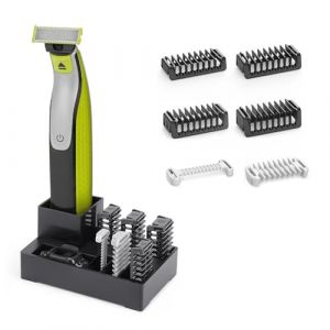 Sabots Peigne de Guidage Avec Base pour O Blade Pro QP2724 QP2834 QP25XX QP26XX, Sabot Rasoir pour Couper Les Cheveux (6 Pièces + Base) (Avennov, neuf)