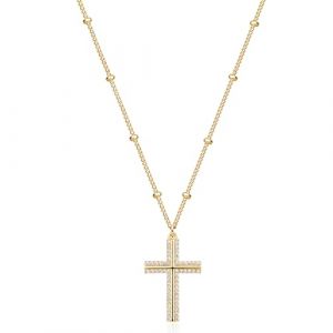 Jenosy Collier femme en laiton plaqu&eacute; or 18 carats avec pendentif croix ras du cou femme colliers bijoux cr&eacute;atifs pour femme fille cadeaux de P&acirc;ques Charms, 55 cm, Laiton Or, Pas de gemme (Fashion MAll, neuf)