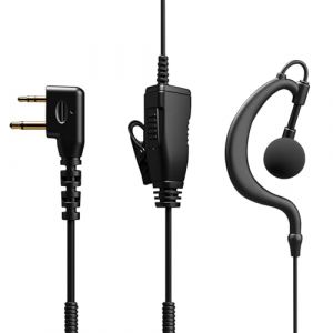 HYS Oreillette Casque d'&eacute;coute | Casque PTT en Forme de G | 2 Broches pour radios | Compatible avec Midland G7 Pro G8 G9 Pro M24 Plus M48 M99 G6 XT G7 XTR Alan HP450 (G08C, 1) (Two Way Radio Store, neuf)