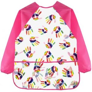 Tablier pour enfants, de 3 &agrave; 8 ans, tablier imperm&eacute;able pour enfants, tablier de peinture pour enfants, tablier pour enfants avec poche pour peindre, cuisiner, manger, arts et artisanat (rose) (REEKNOKOL FR, neuf)