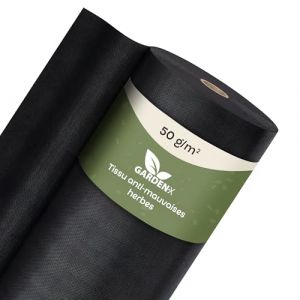 GARDENIX Toile de Jardin Contre Les Mauvaises Herbes – Toile Anti-Mauvaises Herbes perméable à l'eau 50 g/m² – Noir – Film résistant aux UV – 1,1 x 50 m (55 m²) – Jardinière surélevée, Film de (GARDENIX, neuf)