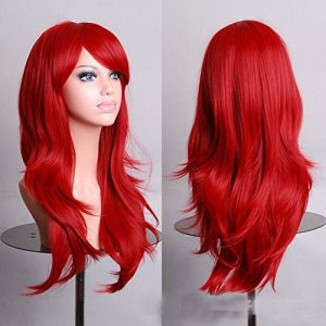 GJBXP 70 cm Pas Cher Longue Perruque Ondulée Synthétique Cheveux Blanc Noir Rouge Pourpre Vert Bleu Blond Anime Perruques Cosplay Pour Halloween Costume Party 04 (good stuff A, neuf)