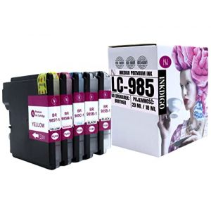 INKDIGO LC985 Lot de cartouches d'encre multicolores de qualit&eacute; sup&eacute;rieure avec cartouche noire suppl&eacute;mentaire Compatible avec les encres LC-985 pour Brother DCP-J125, Brother DCP-J315W, Brother (Toneromania, neuf)