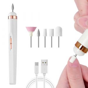 5 en 1 Lime a Ongle Electrique Portable Ponceuse Ongles sans Fil Kit Lime a Ongle Electrique Kit de Manucure Pédicure avec USB Rechargeable Manucure Machine Portable Salon et Maison, Blanc (zhiyinhouse, neuf)