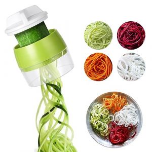 AUAUY Coupe Légumes, Coupe légume Spiralizer 4 en 1, Spaghetti Légume, Spirale de Légumes Trancheuse pour Courgette Nouilles, Carotte Spaghettis, Concombre Tagliatelle (Lairi, neuf)