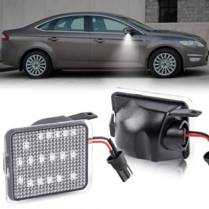 OZ-LAMPE LED Lumi&egrave;re de flaque de r&eacute;troviseur,Voiture Bienvenue Lumi&egrave;re pour Ford Mondeo MK4 Focus Mk3 C Max Kuga,projecteurs LED lat&eacute;raux pour r&eacute;troviseurs,Sans Erreur 12V 5000K Blanc (gempro carparts, neuf)