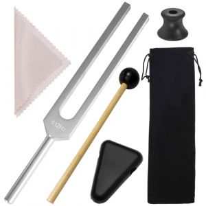 512 Hz Diapason en alliage d'aluminium Diapason Th&eacute;rapie de fr&eacute;quence Diapason Neurologie avec marteau en silicone Base triangulaire et chiffon de nettoyage en silicone Pochette en velours souple (SIA KHERO, neuf)