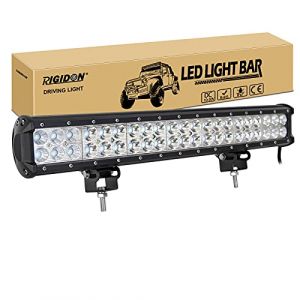 RIGIDON 126W LED Light Barre, 50 cm 20 Pouces 12V 24V Barre d'&eacute;clairage LED, Barre Lumineuse LED Conduite Lumi&egrave;res pour Offroad V&eacute;hicules Voiture camions SUV 4x4 Tracteur, 6000K Feux antibrouillard (Sanyue-EU, neuf)