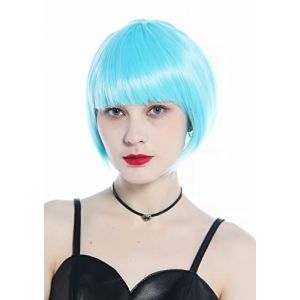 WIG ME UP - CW-051-T4516 Perruque femmes carnaval courte bleu clair carré bol années 20 années 30 (VK Event Fashion, neuf)