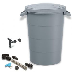 YourCasa Récupérateur d'eau de pluie, 80 l, avec kit de raccordement et perceuse, résistant aux intempéries, en plastique, avec robinet, pour le jardin, gris, 80 l (yourcasa, neuf)