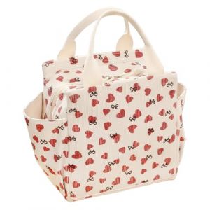 Zyluniy Sac Isotherme Repas pour Enfant Femme, Portable Lunch Box 12L Sac Lunch Isotherme Lunch Bag pour Bureau, Travail, D&eacute;jeuner et &Eacute;tudiants Scolaires (Beige Heart) (Yafutozm, neuf)