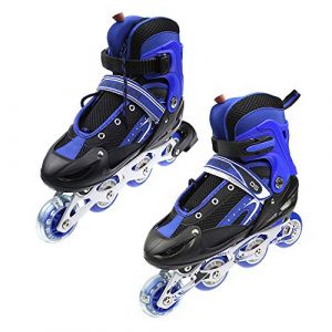 Rollers Enfants pour Filles et Gar&ccedil;ons Rollers en Ligne Adultes avec Roues Lumineuses Patins &agrave; Roues align&eacute;es Comfortable-Taille 31-34 -Code S - Bleu (Hechheu, neuf)