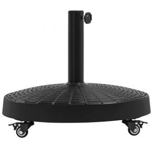 Yaheetech Pied de Parasol &agrave; roulettes 25 KG Pied de Parasol Lourd Base Parasol Imitation Rotin en R&eacute;sine pour M&acirc;t de &Oslash; 3,8 cm/ 4,8 cm du Parasol de Jardin 52 &times; 52 &times; 42 cm (Yahee365, neuf)