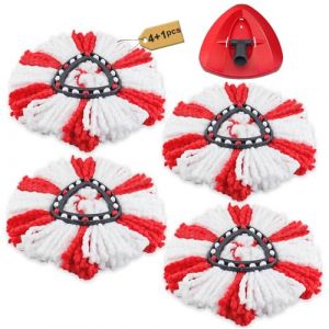 Têtes de Balai de Remplacement pour VI-Leda Turbo Accessoires pour serpillières 4 Pièces - Comprend 1 Red Base de mop - Tête de Nettoyage pour EasyWring&Clean (HaiKuoLeTi, neuf)