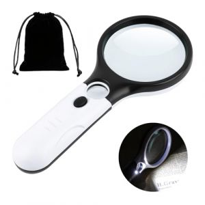 Loupe de Lecture éclairée，Loupe 10X 30X,Loupe Grossissante à Main,Loupe Eclairante,Loupe Lumineuse pour journaux,Lecture, Bijoux, Seniors, Malvoyant, Observation et Travaux Manuels (CONSTANSHOP, neuf)