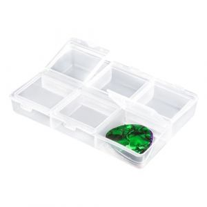 NQEUEPN Étui Médiator, Transparent 6 Grilles Support pour Médiators de Guitare Boite Rangement Médiator Capacité 60 pour Joueurs de Guitare Amateurs, Boîte de Rangement Uniquement (Jenniy, neuf)