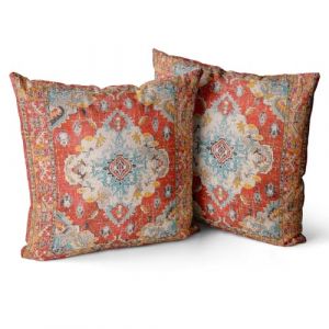 Snylcce Housse de Coussin 55x55cm Boho Ethnique Taie d'oreiller Lot de 2 Moderne Housses Coussins Mandala Motif Floral Taie Oreiller Boheme Décoratif pour Chambre Rouge (Sunycler, neuf)