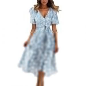 Femme Robe de Cocktail Chic et &Eacute;l&eacute;gante Crayon Moulante &agrave; Manches 3/4 Col en V Robes d'Invit&eacute; de Mariage Pakistani Dress for Women Bikini Cover Up Tunique Cardigan Tendance （Bleu Clair,3XL） (BAULMD（90% Big Promotion Without Discount Code ）, neuf)
