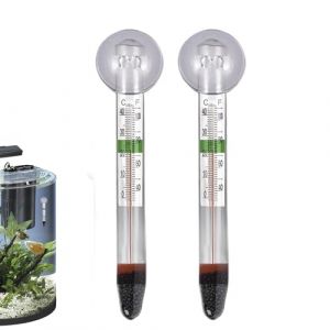2 Pi&egrave;ces Thermom&egrave;tre Aquarium, Thermom&egrave;tre Flottants En Verre Pour Aquarium Avec Ventouse, Thermom&egrave;tres Sans Mercure Pour Aquariums, Testeur Sans Fil Haute Pr&eacute;cision, Pour Eau Douce, Eau Sal&eacute;e (maicey, neuf)