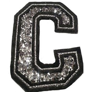 &Eacute;cusson Patch Badge strass Brod&eacute; ecusson lettre alphabet thermocollant " C 8-10 cm " (B2SEE LTD avec TVA francaise et livraison LaPoste, neuf)