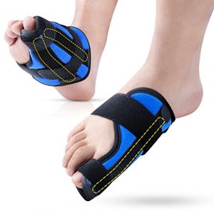 Attelle de Gros Orteil pour Femme & Homme,Soutien du Gros Orteil Cassé,pour Fixation Fracture Gros Orteil,Entorses Sportives,Jour & Nuit Gros Orteil Orthèse avec 2 Barres en Aluminium - Droit（Bleu） (Sylong Health, neuf)