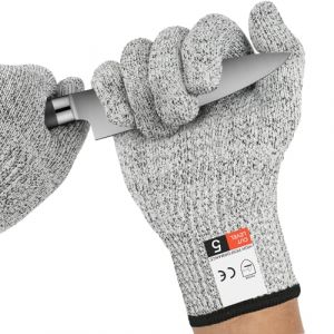 AUYAO Gants Anti-Coupures Gants Anti-Coupures Professionnels Haute Protection, Gants de Travail de Sécurité pour Cuisine Gant Huitre Protection, Gants pour Ouvrir Huitres de Niveau 5(Gris Chiné-22cm) (Yadark, neuf)