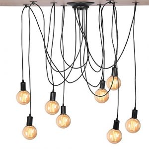 Cocoarm Lustre araign&eacute;e DIY Plafond R&eacute;tro Spider Lampe Plafonnier Industriel DYI Vintage Suspension Luminaire Plafonnier &Eacute;clairage Salle &agrave; Manger Chambre H&ocirc;tel D&eacute;coration (8 t&ecirc;tes) (Wizerry369, neuf)