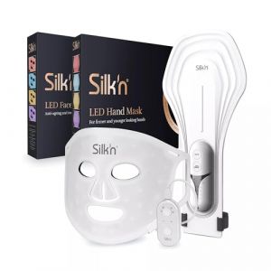 Silk'n ensemble de masques LED pour visage et mains - Soins de peau avec 4 types de lumière - 2 masques lumineux avec le collagène, anti-rides et anti-âge - Effet revitalisant - Sans fil - Idee cadeau (Silk'n EU, neuf)