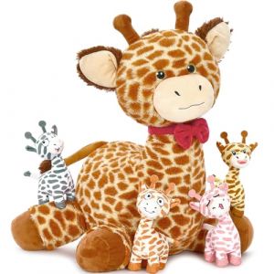 MorisMos Grande girafe en peluche - 50 cm - Maman avec 4 bébés à l'intérieur - Peluche géante - Cadeau d'anniversaire pour enfants (FUIYWIKE, neuf)