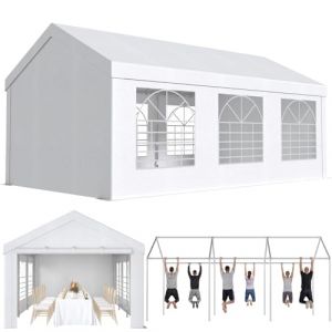 TRIUMPHKEY Tente de Reception 4x6,Barnum UV 50+,Tonnelle de Jardin Exterieur,Tonelle Tente pour Les Mariages, Les f&ecirc;tes, Les rassemblements Blanc Construction en Acier galvanis&eacute; avec raccordement (Triumphkey Store, neuf)