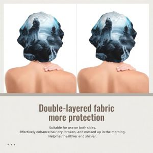 Le ressentiment du loup,Bonnet de nuit en satin r&eacute;glable en soie pour adulte, bonnet de nuit &eacute;lastique pour femme (aysr.store, neuf)