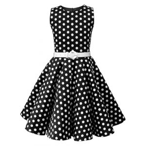 BlackButterfly Enfants Robe Ann&eacute;es 50 Vintage &agrave; Pois 'Audrey' (Noir - Pois, 13-14 Ans) (BlackButterfly Clothing, neuf)