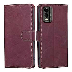RankOne Coque pour Nokia C32 (6.5" inches), Coque Etui Protection Housse Premium en Cuir PU - Rouge (Rankone, neuf)