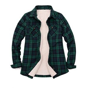 ZENTHACE Veste en flanelle &agrave; carreaux avec doublure en polaire Sherpa pour femmes, chemise en flanelle &agrave; boutons (doublure Sherpa compl&egrave;te), XL (ZENTHACE, neuf)