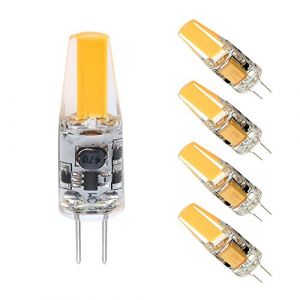 Lot de 5 YTJ Ampoule G4 LED 6W 3500K 220LM(Blanc Chaud), AC/DC 12V, Angle d'&eacute;clairage 360 &deg; Fabriqu&eacute; en Silicone LED COB Lumi&egrave;re Dimmable (Mitoy, neuf)