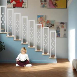 Rampe D'Escalier Moderne en U, Garde Corps Ext&eacute;Rieur Double Usage Int&eacute;Rieur Et, Antid&eacute;Rapante S&eacute;Curit&eacute; Balustrade, Barri&egrave;Re M&eacute;Tal pour Balcon/Couloir/Villa (Blanc, 95x20cm) (FCYJFRSM, neuf)