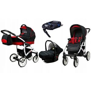 BabyLux® Enfant Poussette Combinée Set 4 en 1 - Largo - incl. Nacelle, Canne, Siège de voiture, ISOFIX Base - Siège Auto - Landau Bébé - avec Sac à langer, Habillage pluie etc. (BabyLux-shop, neuf)