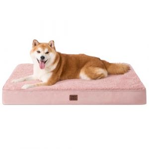 EHEYCIGA Panier Chien Orthopedique, Coussin Chien Dehoussable Lit pour Chien Lavable, Tapis Epais pour Chien Grande Taille, Matelas Chien, Gris Rose, 91x69x9cm (EHEYCIGA EU, neuf)