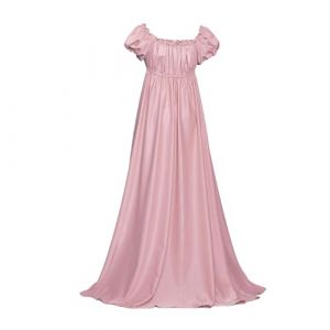 RLEHJN Robe Longue Femme Chic Et Elegant Soiree Robe R&eacute;tro M&eacute;di&eacute;vale Femme Manche Courte Robes Reine Femmes Victorienne Couleur Unie Robes Medievale Renaissance Vintage Princesse D&eacute;guisement (⭐⭐⭐⭐⭐RLEHJN, neuf)
