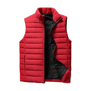 ORANDESIGNE Homme Veste sans Manches Doudoune Matelass&eacute; Couleur L&eacute;g&egrave;re Gilet &agrave; Capuche Manteaux &eacute;pais en Hiver B Rouge S (Wowmart Zoo X., neuf)