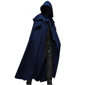 Wyongtao Cape pour Halloween Homme,Cape &Agrave; Capuche Style Gothique M&eacute;di&eacute;vale Manteau pour Halloween Manteau Cape Couleur Unie Grande Taille,Deguisement Carnaval (Wyongtao❖, neuf)
