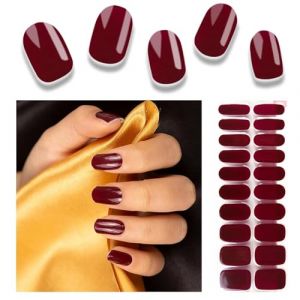 Bande de gel semi-durci pour ongles,20pcs Gel Vernis &Agrave; Ongles Autocollants, Auto-adh&eacute;sifs autocollant pour ongles en gel, qualit&eacute; salon, avec lime &agrave; ongles et b&acirc;ton (Raisin violet A) (Lanfit-shop, neuf)