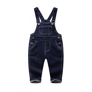KIDSCOOL SPACE Salopette en Jean pour Fille, Jambe Large, accord&eacute;on, Poches &agrave; Talons Profonds, Salopette en Jean Cargo, Bleu fonc&eacute; (kidscool space, neuf)