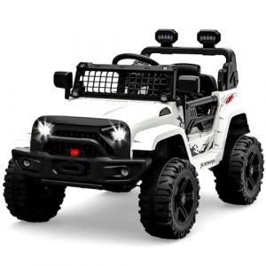 Voiture électrique Enfant, 12 V Voiture électrique Enfants avec Suspension à Ressort, lumières LED, Bluetooth, 2 Vitesses pour de 3 à 8 Ans (HomeLI, neuf)