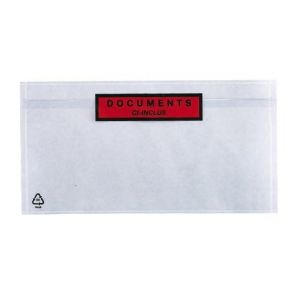 Pochette porte-document autoadh&eacute;sive plastique 228 x 120 mm - Carton de 1000 (Maxiburo, neuf)
