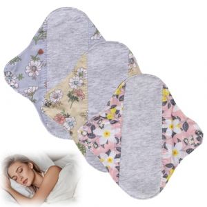 3 Pi&egrave;ces Serviettes Hygi&egrave;niques R&eacute;utilisables et lavables en Bambou, Prot&egrave;ge-Slips Lavables pour la Nuit avec Queue Ondul&eacute;e (STANMAR CONCEPT, neuf)