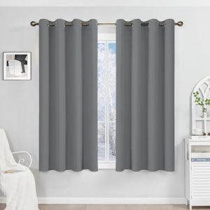 Runy&eacute;la Rideau Occultant Thermique Isolant Anti Froid 120x140 (LxH), Lot de 2 Rideaux Fen&ecirc;tre Opaques Gris Clair &agrave; Oeillets Anti Chaleur UV Bruit, Int&eacute;rieurs Decoration Dressing Salon Chambre Maison (Runi-EU, neuf)