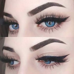 Glamlens lentilles de couleur bleu naturelles color&eacute;es tr&egrave;s haute opacit&eacute; Viola Blue + &eacute;tuis &agrave; lentilles de contact I 1 paire (2 pi&egrave;ces) I 90 Jours I sans correction I 0,00 Dioptries (MeralenS, neuf)