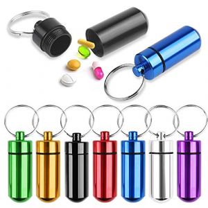 Dadabig 9PCS Boite Rangement M&eacute;dicament en Aluminium, Pilulier Portable Porte-Cl&eacute;s pour Voyage, Adapt&eacute; Aux Ext&eacute;rieurs, 9 Couleurs (Svezhest 83 Ltd, neuf)